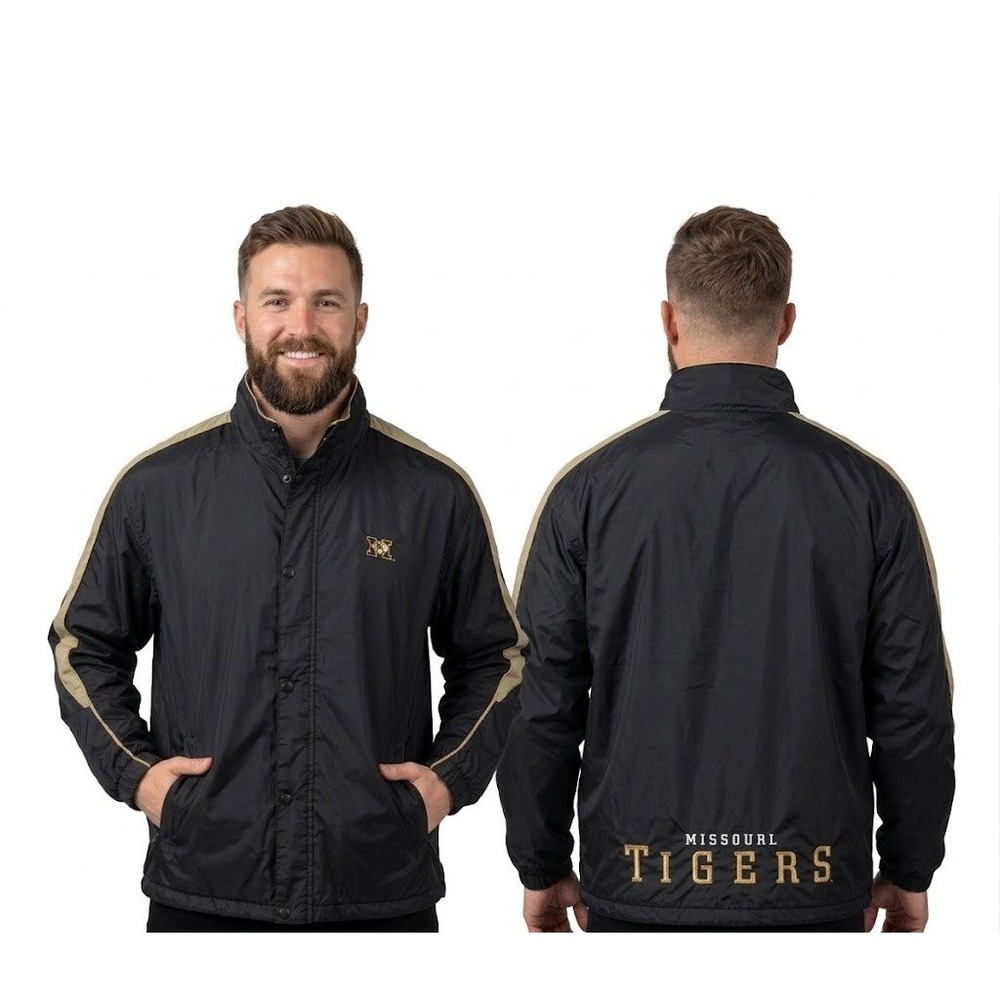 Red Oak Sportswear Missouri Tigers Jacket Mens XL Black Fleece Lined Windbreaker